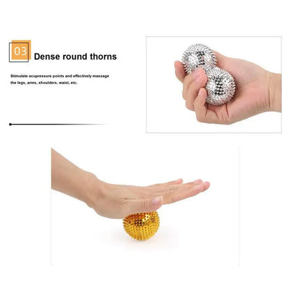 1 Pair Round Hand Exercise Balls, Spiked Massagers, Magnetic Massaging Balls With Dense Spines, 2 Colors, Selection of Sizes