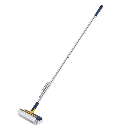 3 in 1 Floor Scrub Brush with Right Angled Bristle & Scraper, Long Handle Grout Brush, Shower Scrubber