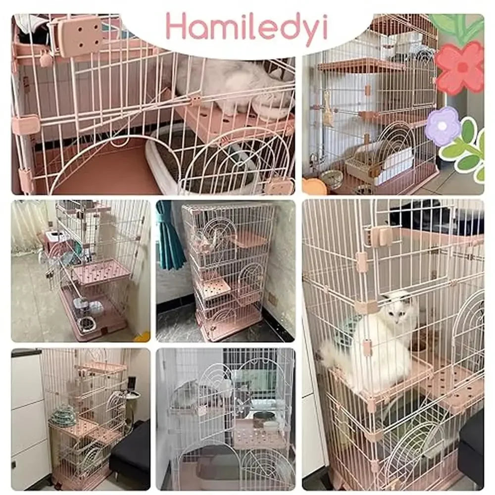 52" Metal Indoor MultiPet Cage with 3 Platforms, 1 Ramp, 3 Doors, Large Pet Playpen, Easy Assembly & Durable Metal