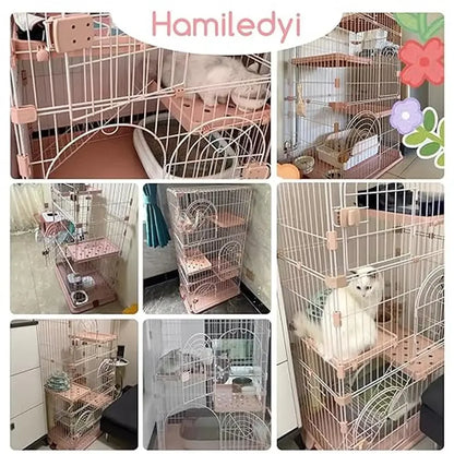 52" Metal Indoor MultiPet Cage with 3 Platforms, 1 Ramp, 3 Doors, Large Pet Playpen, Easy Assembly & Durable Metal
