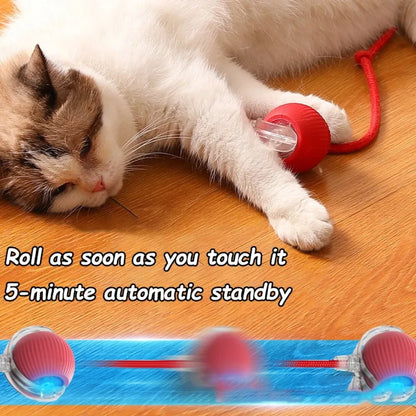 Cat Interactive Ball Toy, Automatic Rolling Ball, Faux Tail, Rechargeable, Smart, Electric