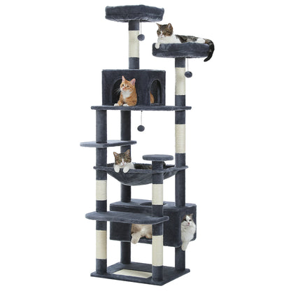 Large Cat Tree and Tower for Indoor Cats With Sisal-Covered Scratching Posts, Spacious Hammock Padded and Cat Toys