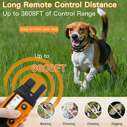 3300Ft Electric Dog Training Collar with Remote Control, Waterproof, for 5-120lbs Dog with Shock Vibration, Choice of 3 Colors, Choice of 1 or 2 Collars