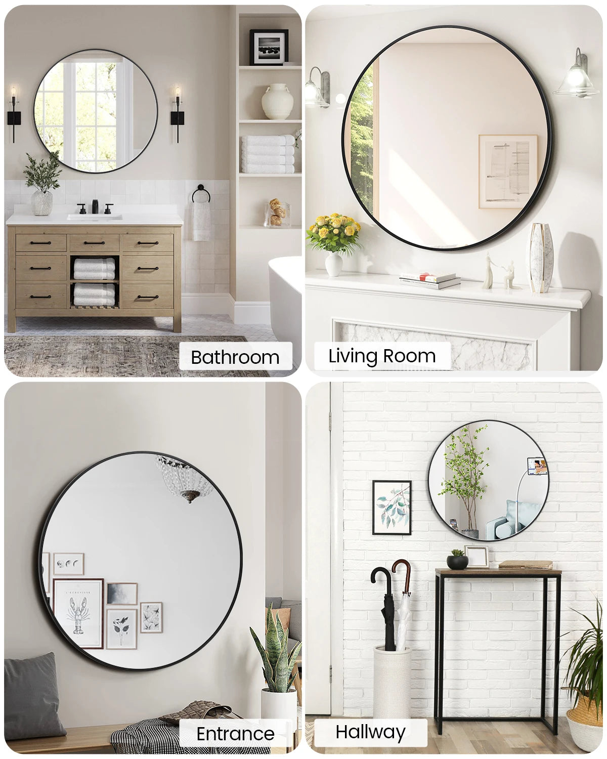 New, 5mm Extra Thick Oval Mirror, Matte Black Aluminum Alloy, Framed Bathroom Mirror, HD Mirror, Modern