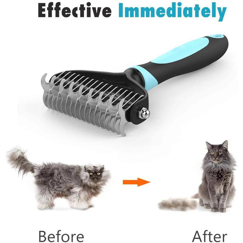 Professional Dog Brush, Removes Mats and De-sheds Fur From Cats/Dogs, Choice of 2 Sizes-M, L and  4 Colors