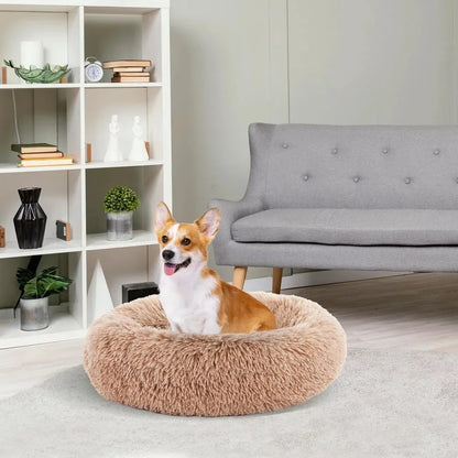 Cozy, Anti-Slip, Round Dog Bed, Soft, Plush, Waterproof. and Washable for Small or Medium Dogs/Cats ,Reduces Anxiety