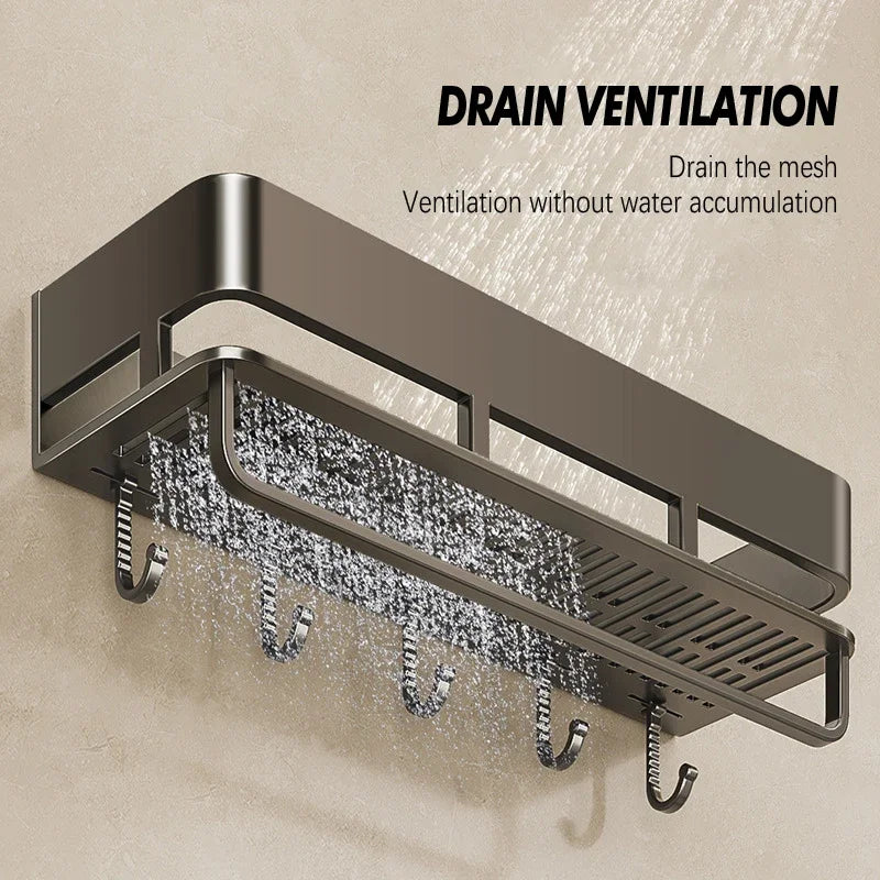 Bathroom Storage Rack, Adhesive Wall Mounted Towel Rack, Bathroom Cosmetics Storage Rack