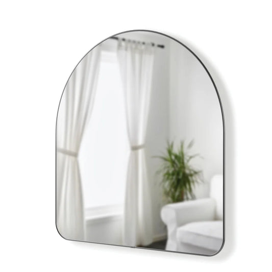 Arched Decorative Wall Mirror 34x36 Inch, Light Boosting, Metallic Finish Wall Mount