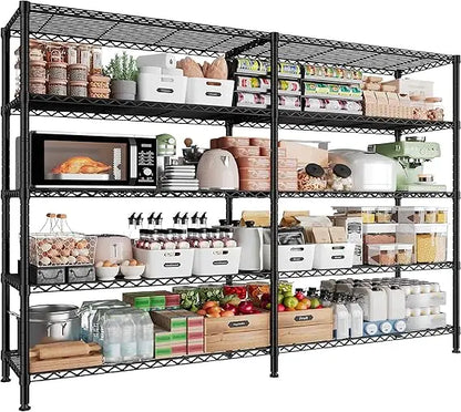 1500LBS Storage Shelves, Metal Shelving Unit, 61.7''W Wire Shelving, 5 Tier, Adjustable Wire Shelves