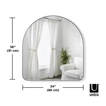Arched Decorative Wall Mirror 34x36 Inch, Light Boosting, Metallic Finish Wall Mount