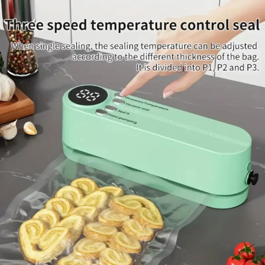Efficient, One-Touch, Vacuum Sealer for Long-Lasting Freshness - Perfect for Snacks, Meats, Fruits & Veggies - Compact, User-Friendly