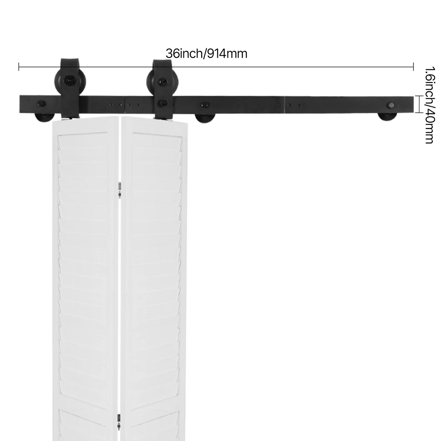 Bi-Folding, Sliding Barn Door, Hardware Track Kit, Top Mount Track Kit, Slide Smoothly & Quietly, Easy to Install Choice of Size