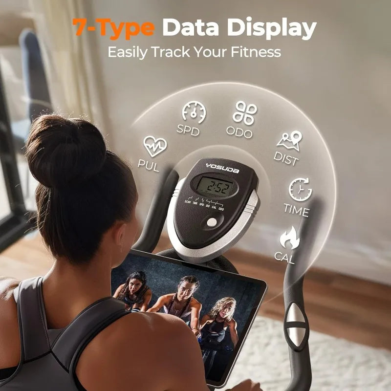 Indoor Cycling Bike, Brake Pad/Magnetic Stationary Bike - with Tablet Mount & Comfortable Seat Cushion