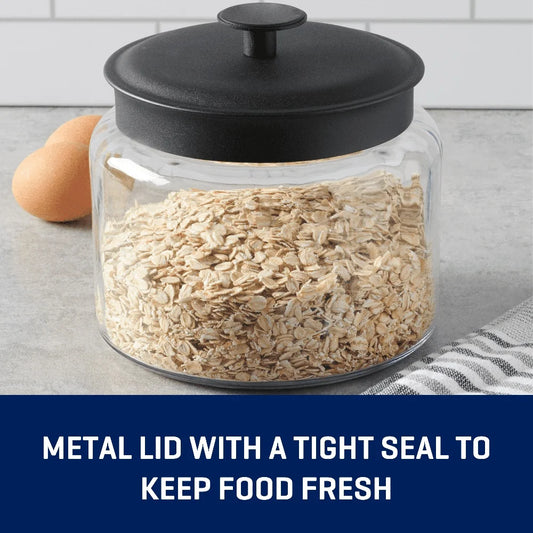 64 Ounce Glass Jar with Black Metal Lid