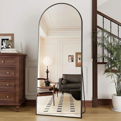 Arched Full Length Mirror, Free-Standing, Wall Mounted with Hooks