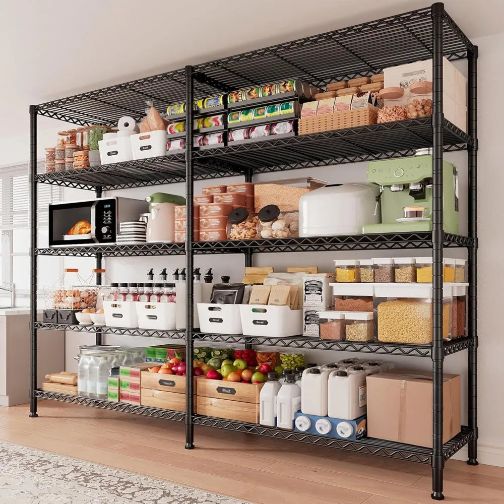 1500LBS Storage Shelves, Metal Shelving Unit, 61.7''W Wire Shelving, 5 Tier, Adjustable Wire Shelves