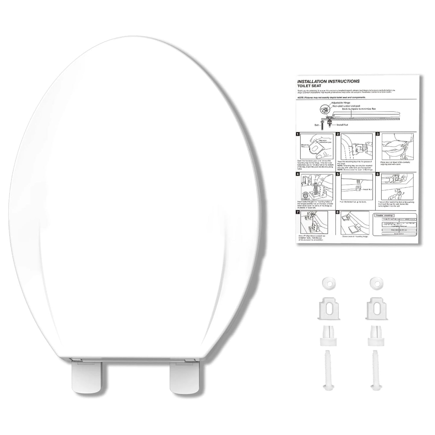 Elongated Toilet Seat with Quick-Release And Quick-Attach Plastic Toilet Seat with Soft Close Never Loosen-2 versions, Round Toilet Seat with Slow Close with Quick Release and Quick Attach Toilet Seat-2 versions