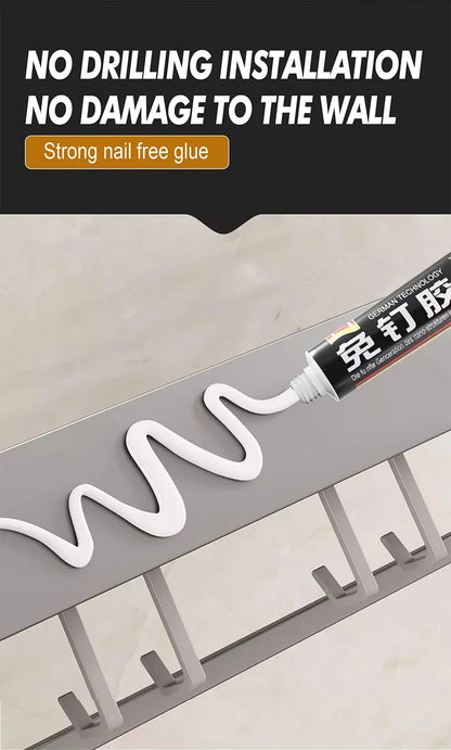 Bathroom Storage Rack, Adhesive Wall Mounted Towel Rack, Bathroom Cosmetics Storage Rack