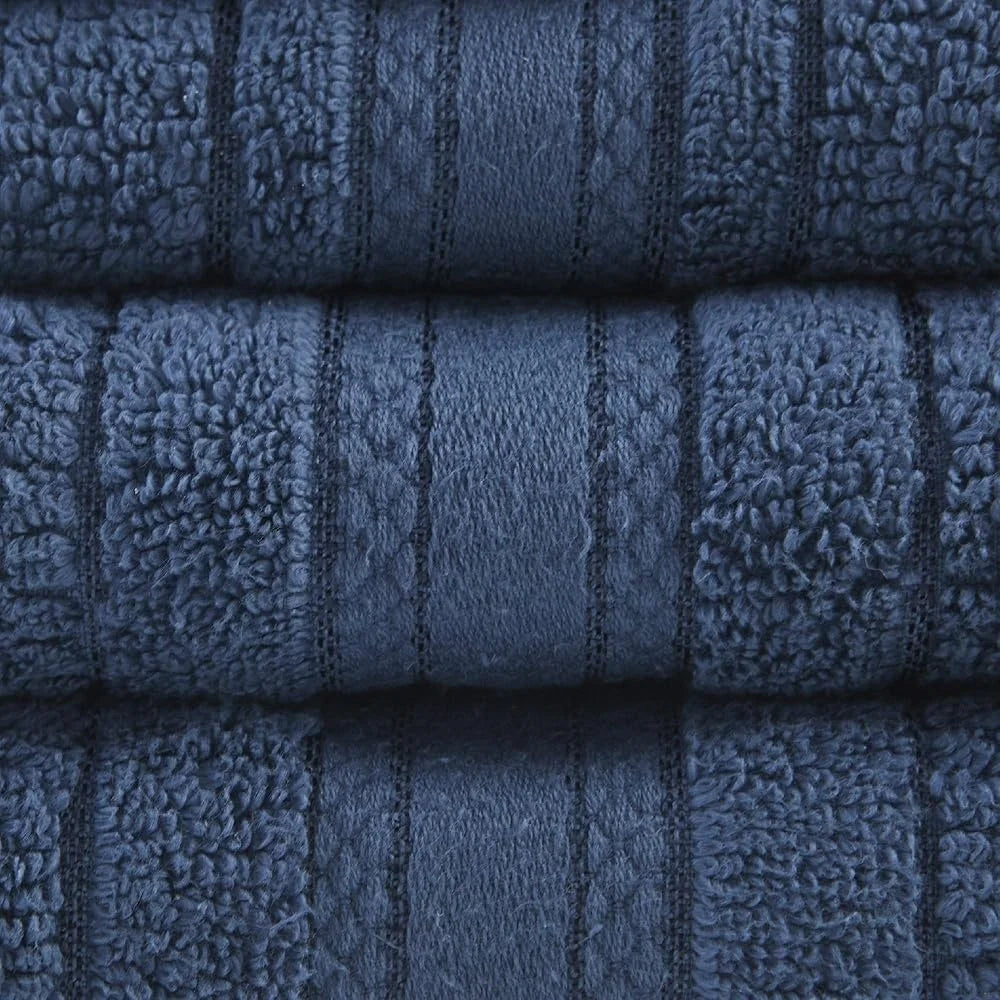 100% Cotton Soft Towel Set, Navy Blue, 6 Pieces