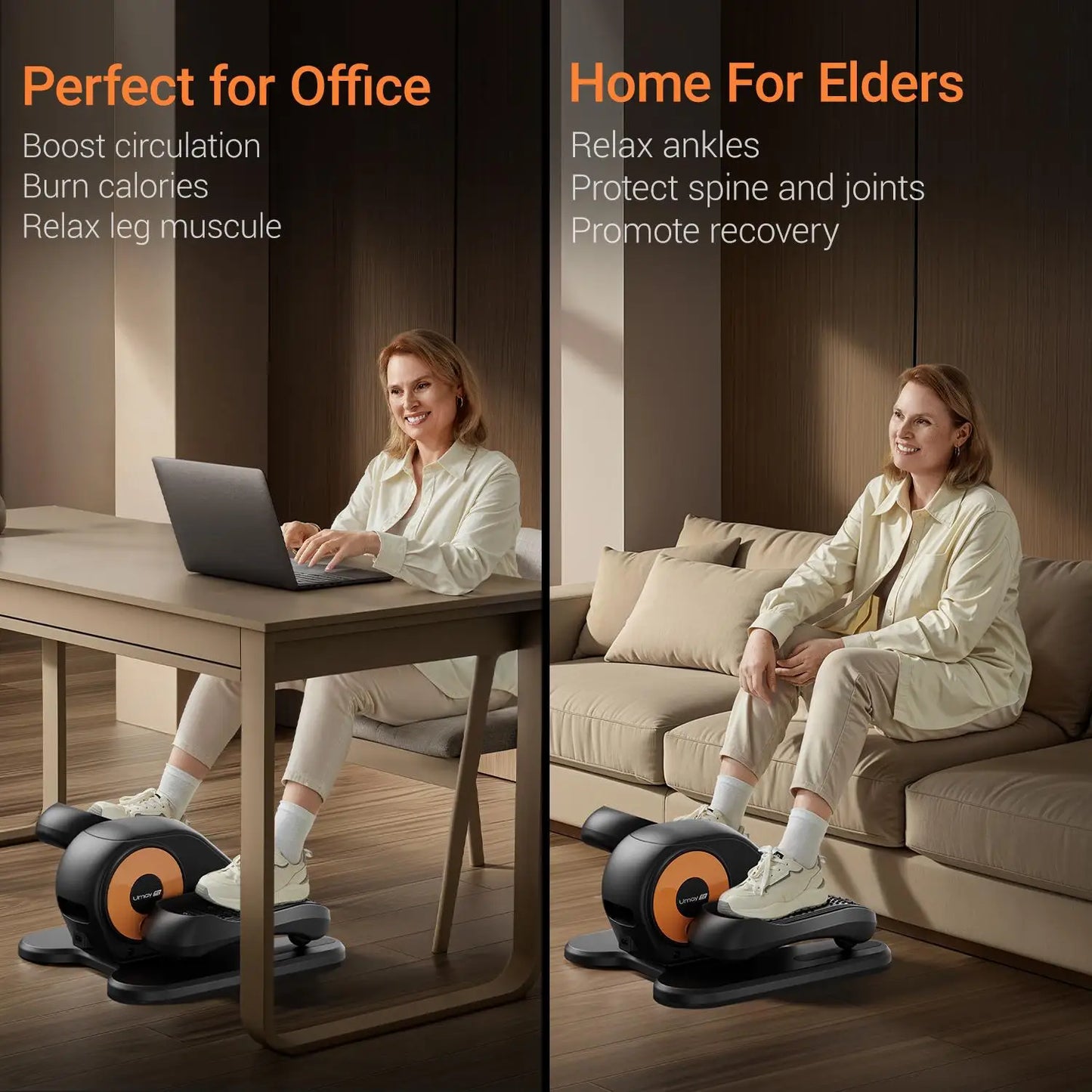 Quiet Electric Portable Under Desk Elliptical, great for Seniors, Leg Exerciser with Remote – Compact Training Machine
