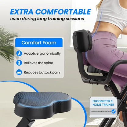 Foldable Exercise Bike, Stable & Sturdy Stationary Bike for Home, Comfortable Seat & Backrest, Easy Assembly, 8-Level Resistance