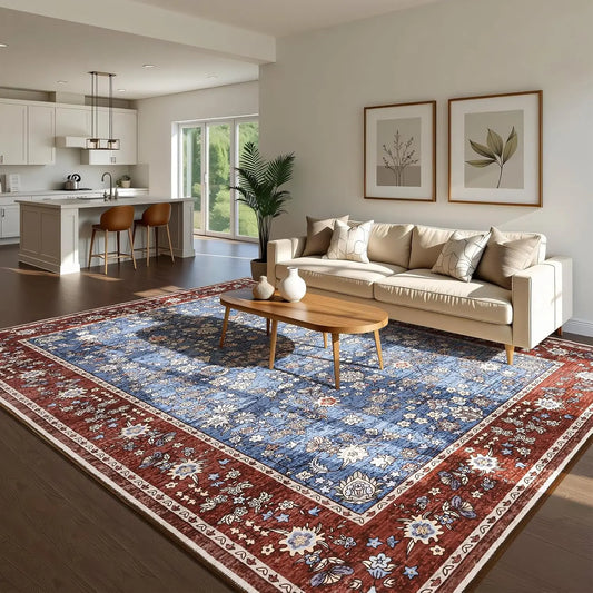 Vintage Floral Print Bedroom, Living Room Rugs Color and Size Selections
