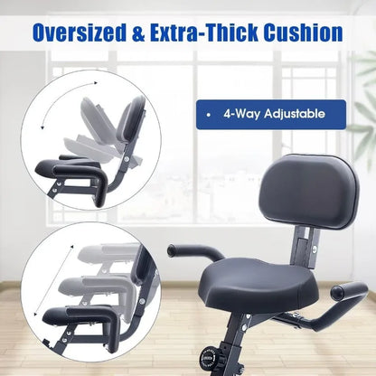 Exercise Bike foldable, 3 in 1 Magnetic Stationary Bike for Home with 16-Level Resistance, 300LB Capacity
