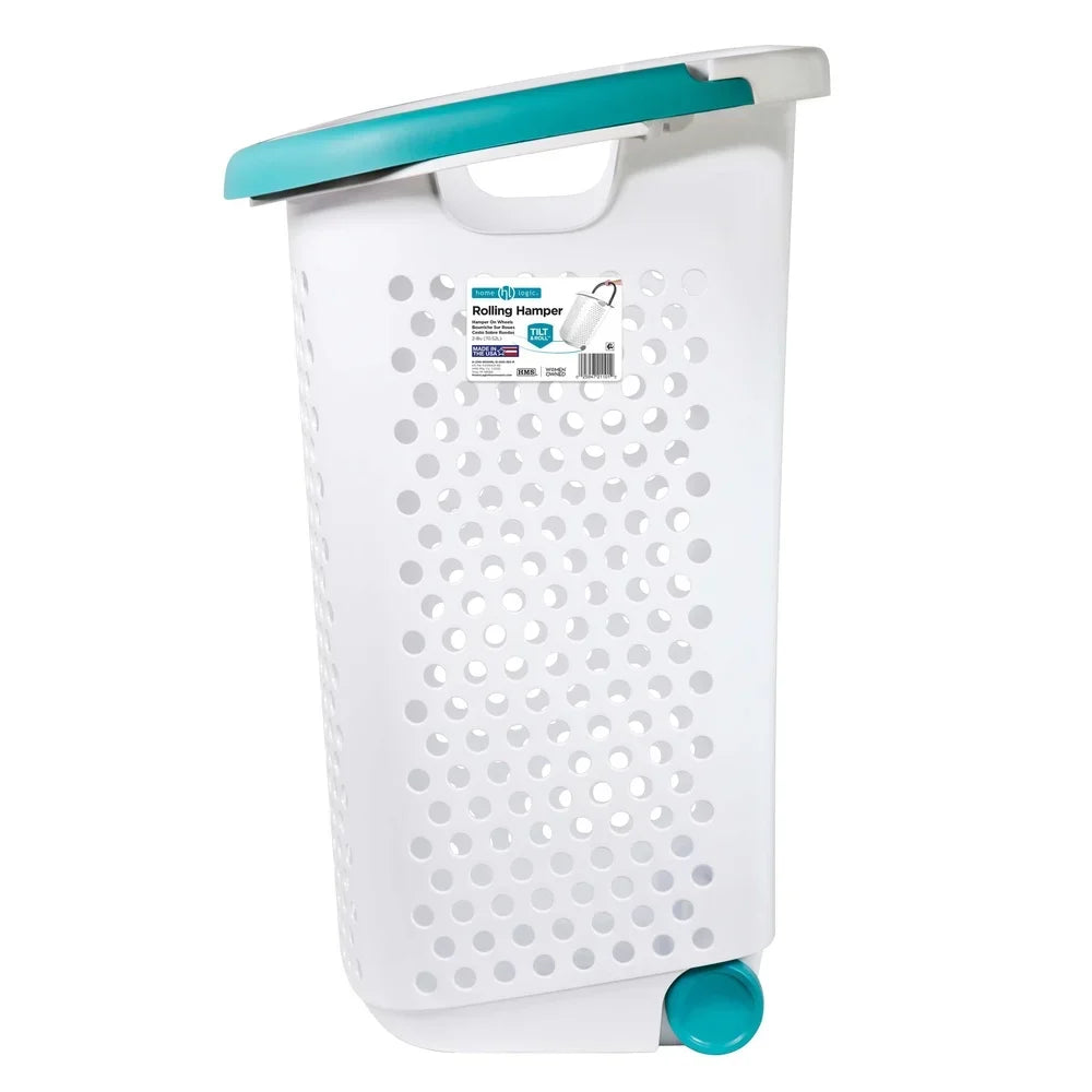 Rolling Laundry Hamper with Pop-up Handle, Plastic 2 Bushel, Wheeled
