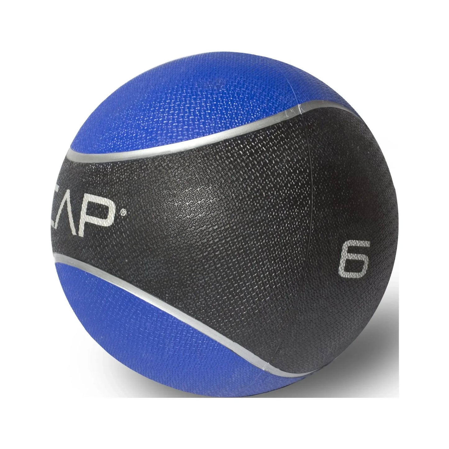 6-pound rubber exercise ball with a unique textured grip surface for better control