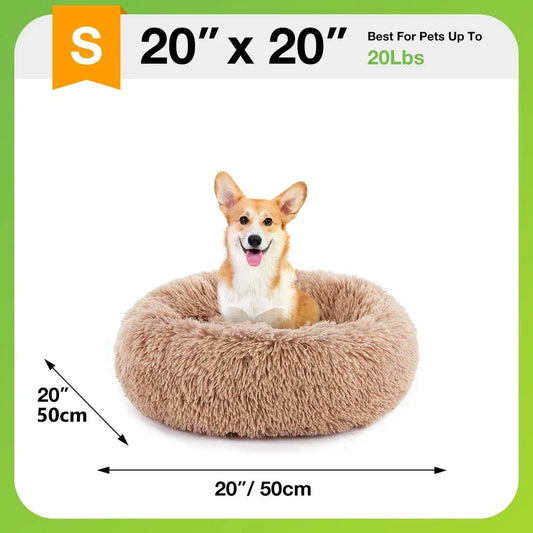 Cozy, Anti-Slip, Round Dog Bed, Soft, Plush, Waterproof. and Washable for Small or Medium Dogs/Cats ,Reduces Anxiety