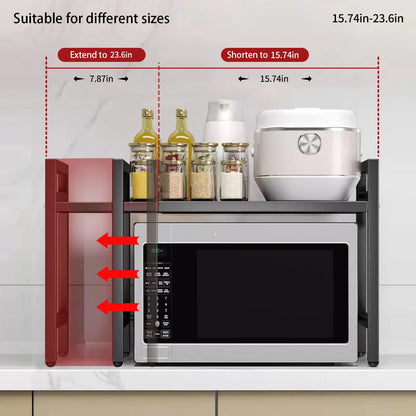 1pc Expandable, 42-64cm Microwave Shelf Organizer, Moisture And Rust Proof, Countertop Organizer, Tableware Storage-2 Color Selections