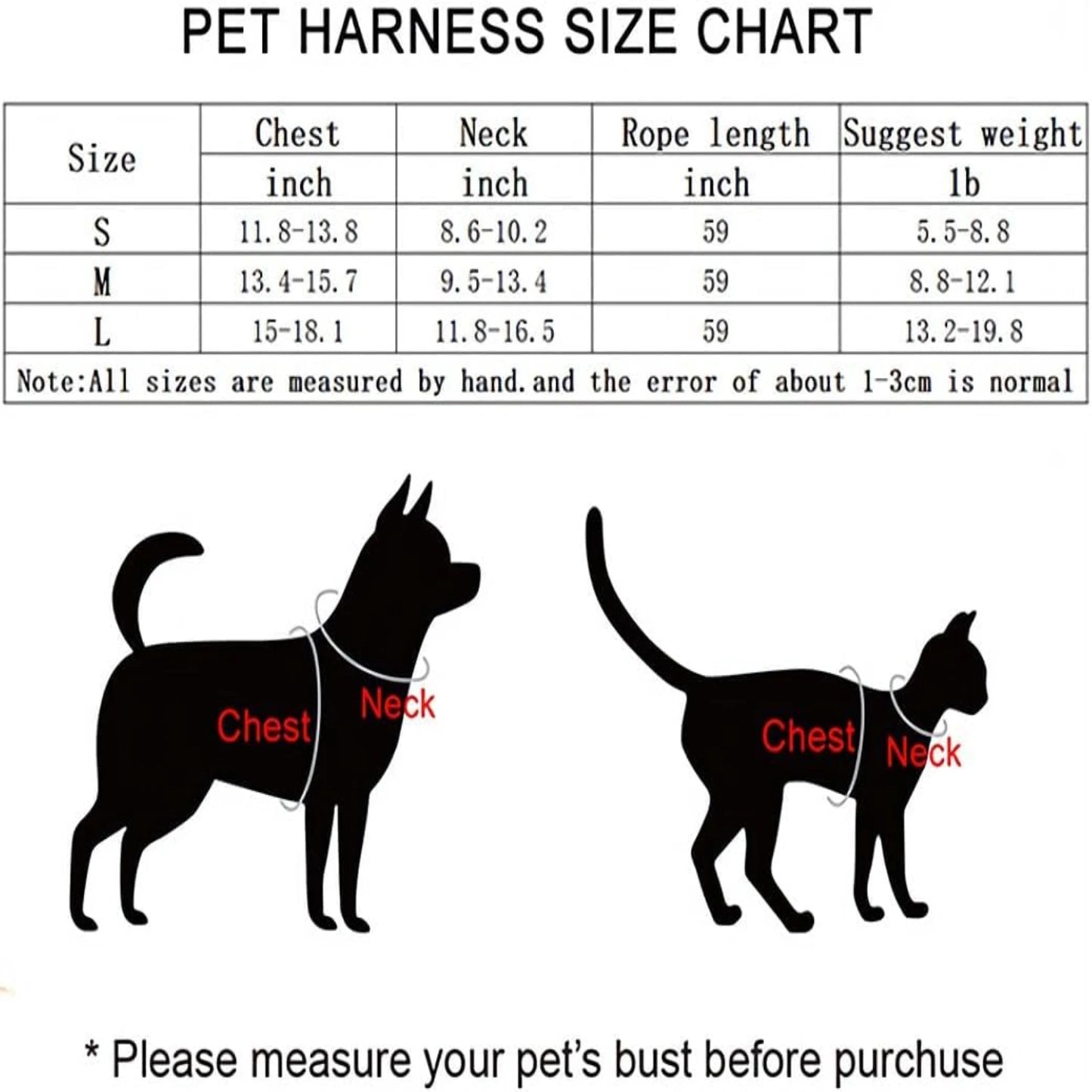 Comfortable and Adjustable Lake Blue Dog/Cat Harness and Leash