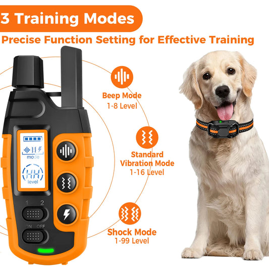 3300Ft Electric Dog Training Collar with Remote Control, Waterproof, for 5-120lbs Dog with Shock Vibration, Choice of 3 Colors, Choice of 1 or 2 Collars
