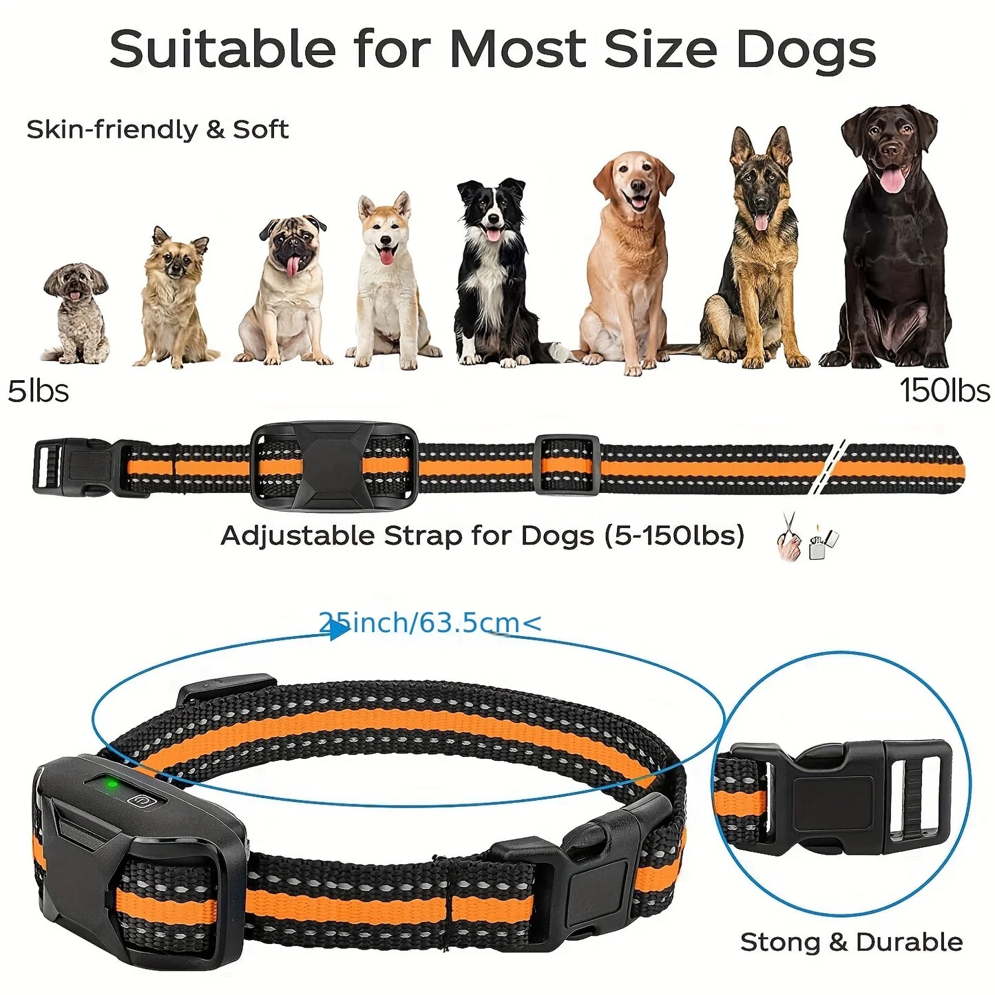 3300Ft Electric Dog Training Collar with Remote Control, Waterproof, for 5-120lbs Dog with Shock Vibration, Choice of 3 Colors, Choice of 1 or 2 Collars
