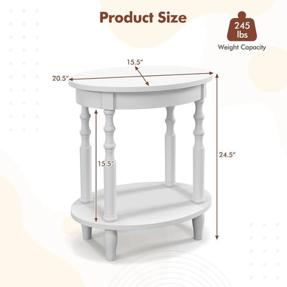 Oval End Tables, Set of 2, with Storage Shelf, 2 Color Selections