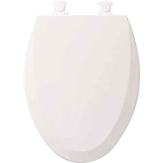Durable Enameled Wood Toilet Seat, Easy Clean Hinge, White, Fits Most Elongated Toilets, High Gloss Finish