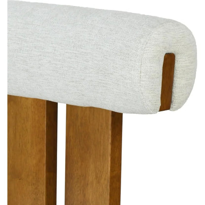 Set of 2 Wood Upholstered Barstools with Cloud-Top Backrest