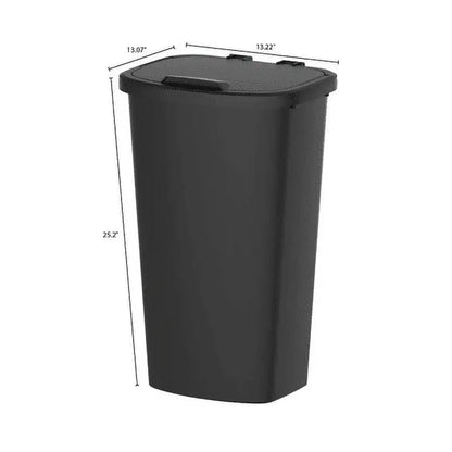 Black, 11-Gallon Plastic Kitchen Trash Can with Lift-Top Lid, Spacious Home Waste Bin
