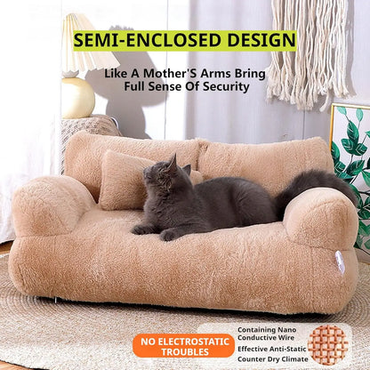 Plush Sofa Bed for Cats and Small or Medium Dogs, Memory Foam Removable, Washable, Soft,