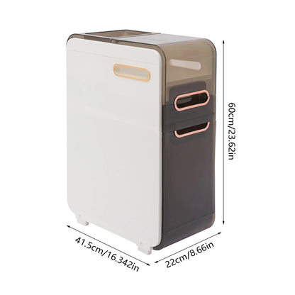 Modern Bathroom Cabinet, PP Toilet Sideboard, Narrow Bathroom Storage Cabinet with 2/3/4 Drawer Storage, Floor Shelf