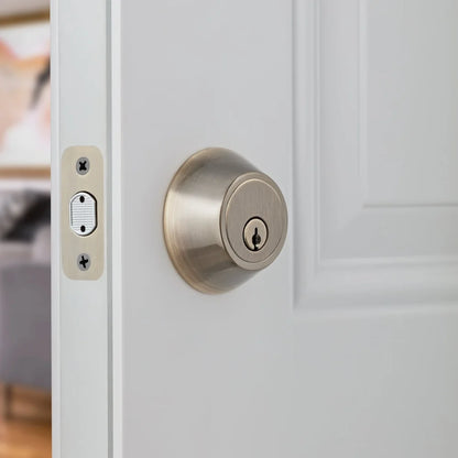 Antique Brass Keyed Entry Deadbolt Door, Easy Installation, Security, Knob Reversible Design