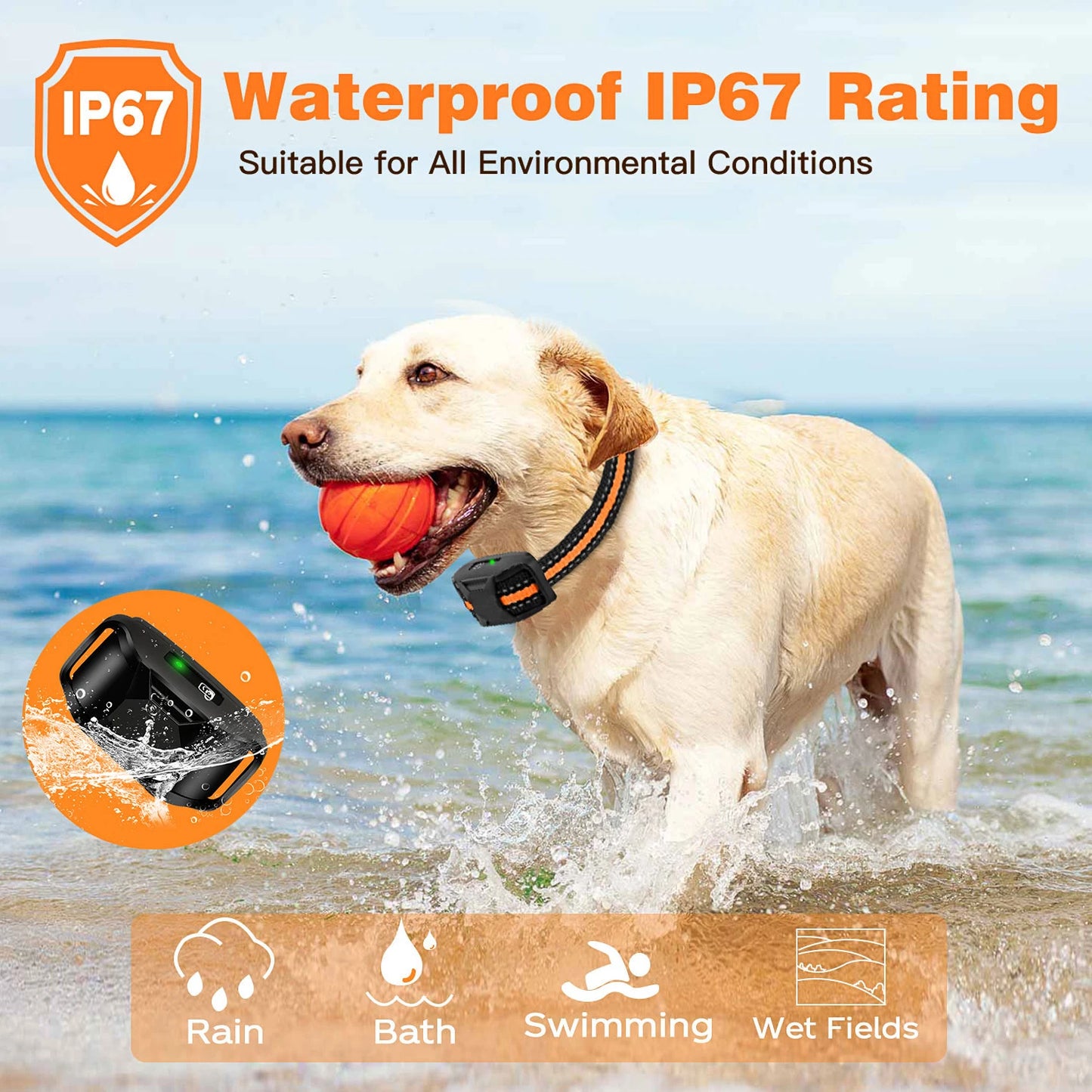 3300Ft Electric Dog Training Collar with Remote Control, Waterproof, for 5-120lbs Dog with Shock Vibration, Choice of 3 Colors, Choice of 1 or 2 Collars