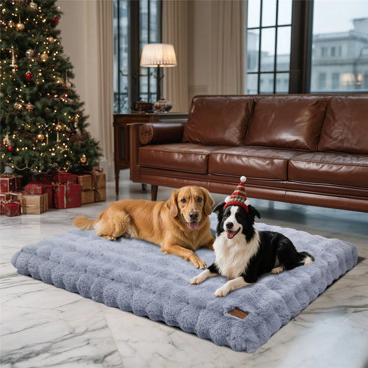 Fluffy Dog Bed for Small, Medium and Large Dogs, Plush Faux Fur, Calming, Anti Anxiety, Washable, Soft, Warm Dog Bed, Selection of Sizes and Color