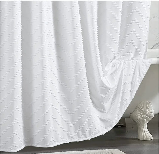 Cut Flower Shower Curtain, Bohemian Wave Bathroom Curtain, Solid Color Shower Curtain with Hooks