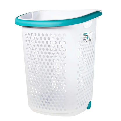 Rolling Laundry Hamper with Pop-up Handle, Plastic 2 Bushel, Wheeled