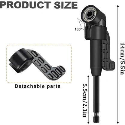 6Pcs Right Angle Drill Attachments:  Includes 2Pcs Hex Shank,105° Angle Drill Adapter and 90° Angled Bits-3Pcs Drill-Bit-Kit
