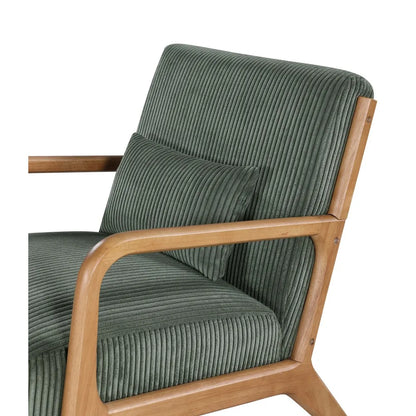 Wooden Lounge Chair with Green Lumbar Cushion