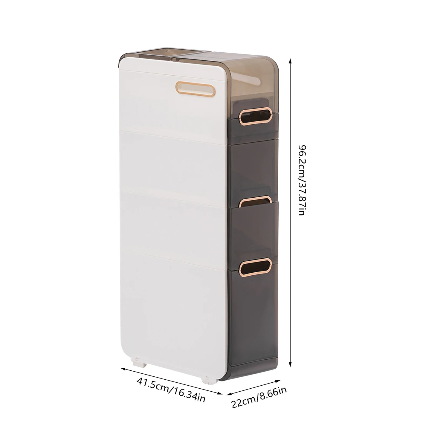 Modern Bathroom Cabinet, PP Toilet Sideboard, Narrow Bathroom Storage Cabinet with 2/3/4 Drawer Storage, Floor Shelf