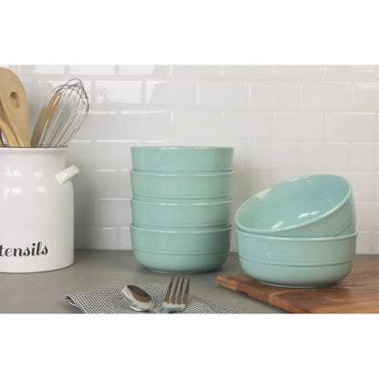Set of 6 Seafoam,  Double Line, 6.25 Inch Bowls