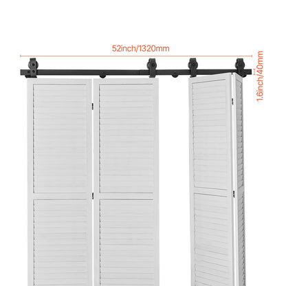 Bi-Folding, Sliding Barn Door, Hardware Track Kit, Top Mount Track Kit, Slide Smoothly & Quietly, Easy to Install Choice of Size